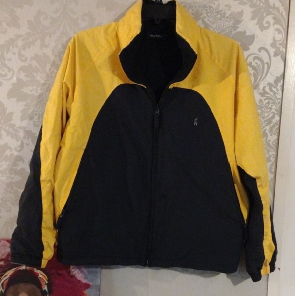 Nautica Two-Tone Yellow and Black Windbreaker - Picture 1 of 5